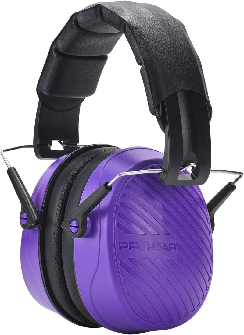 PROHEAR 038 Ear Protection Safety Earmuffs for Mowing, 28dB Noise Reduction Passive Hearing Protector, Compact Foldable Headset for Shooting Construction Power Tools, Purple - Image 1